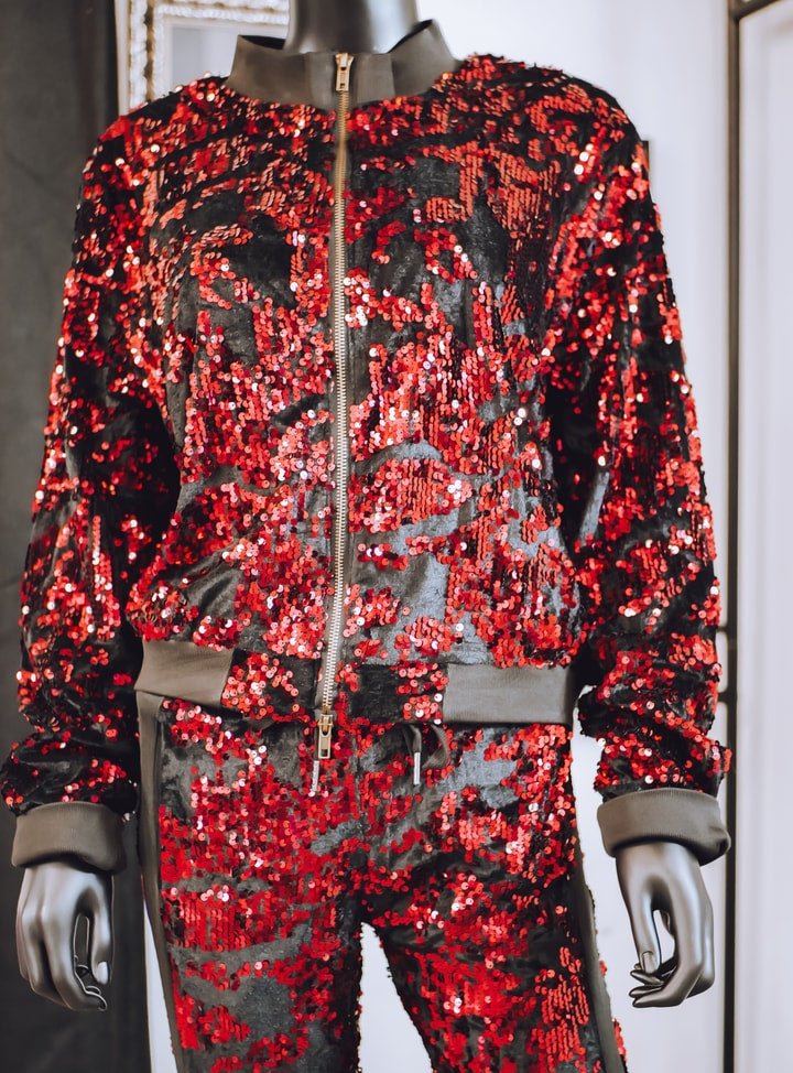 Sequinned Two-piece pant suit